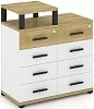 Тумба приставная широкая 8 ящиков. С надставкой узкой.